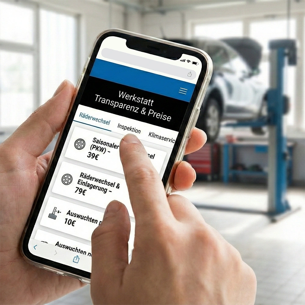 Website für Kfz-Betriebe & Autohandel - Preisliste